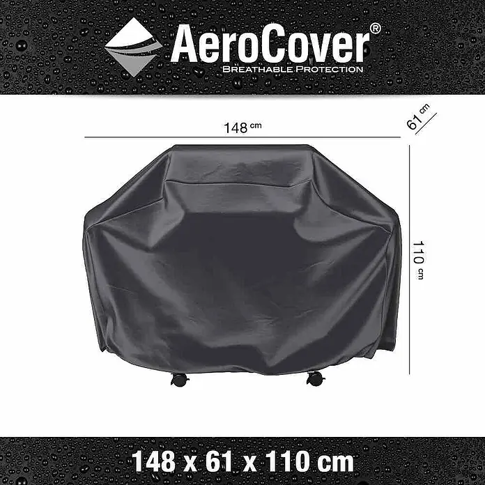 Grill-Schutzhülle Aerocover - L x B x H: 148 x 61 x 110 cm, Kunststoff - Schwarze AeroCover Grillabdeckung mit den Maßen 148 x 61 x 110 cm, idealer atmungsaktiver Schutz für Ihren Grill.