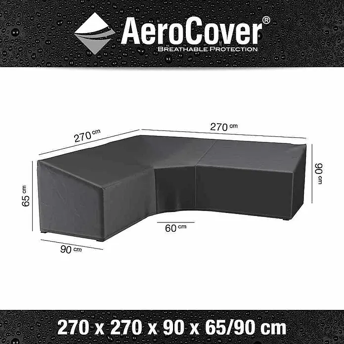 Lounge-Set Schutzhülle Aerocover - L x B x H: 270 x 270 x 90 cm, Kunststoff - Abdeckung für Ecksofa von AeroCover mit den Maßen 270 x 270 x 90 x 65/90 cm zum Schutz vor Witterungseinflüssen und Schmutz.