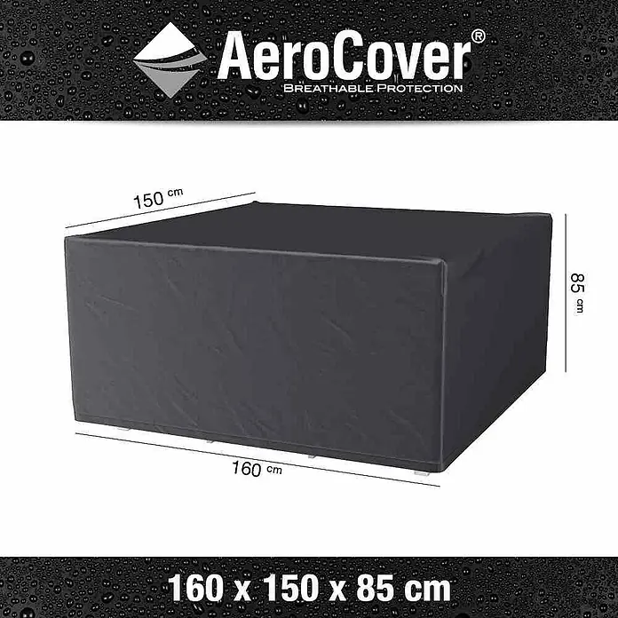 Sitzgruppen-Schutzhülle Aerocover - L x B x H: 160 x 150 x 85 cm, Kunststoff - Eine graue AeroCover Schutzhülle für Gartenmöbel mit den Maßen 160 x 150 x 85 cm.