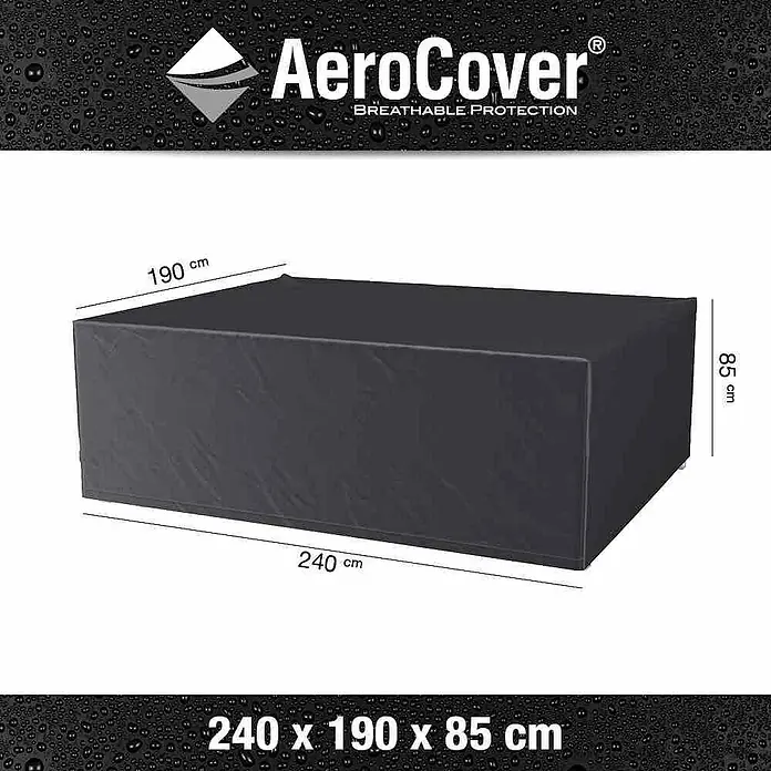 Sitzgruppen-Schutzhülle Aerocover - L x B x H: 240 x 190 x 85 cm, Kunststoff - Schwarze AeroCover Schutzhülle mit den Maßen 240 x 190 x 85 cm, ideal für den Schutz von Gartenmöbeln vor Witterungseinflüssen.