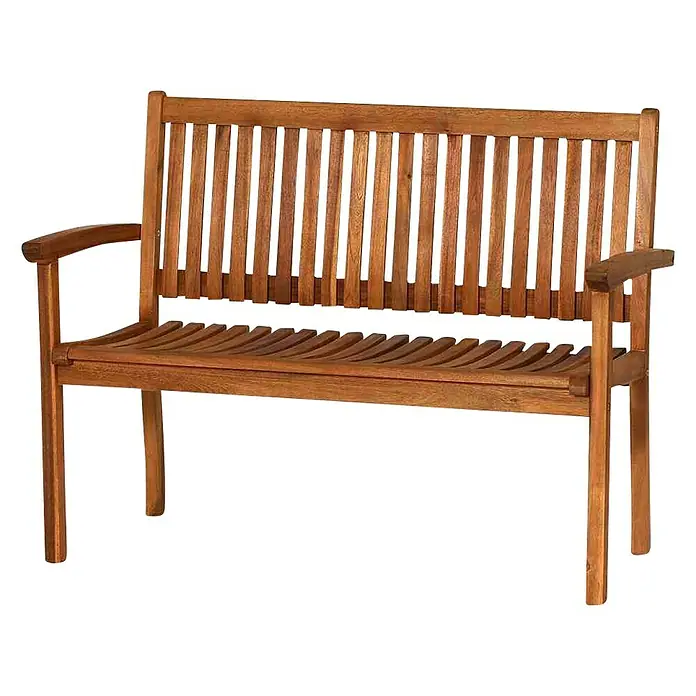 Siena Garden Gartenbank Paleros - B x T x H: 120 x 62 x 92,5 cm, Akazie, Natur - Holzbank mit Lattenrostsitz und Rückenlehne, ideal für Garten, Terrasse oder Balkon, bietet bequeme Sitzgelegenheit im Freien.