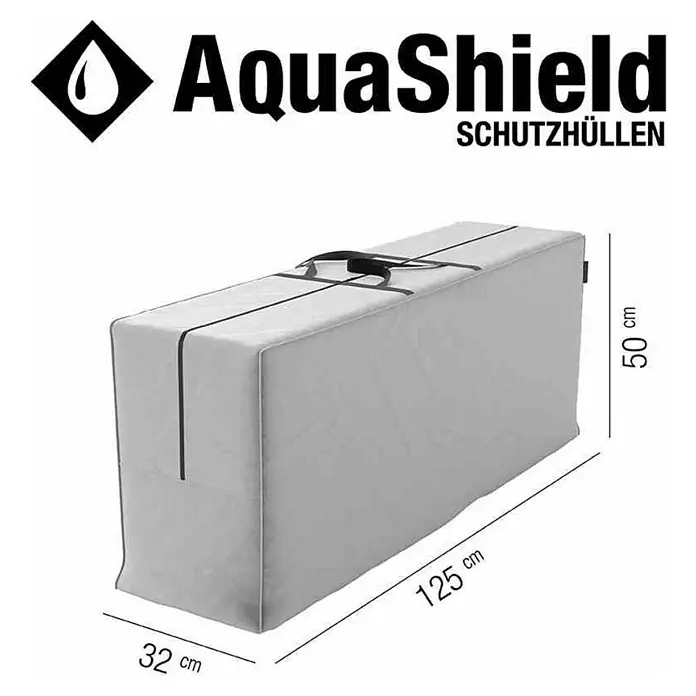 Siena Garden Auflagen-Schutzhülle AquaShield - L x B x H: 125 x 32 x 50 cm, Kunststoff - Bild einer AquaShield Schutzhülle mit den Maßen 125 cm Länge, 50 cm Höhe und 32 cm Breite. Ideal zum Schutz Ihrer Möbel vor Witterungseinflüssen.
