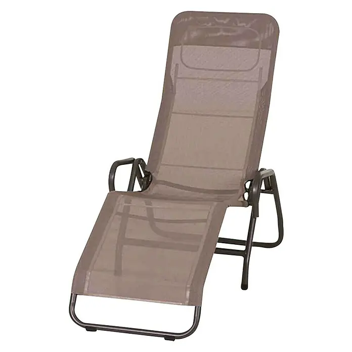 Gartenliege Bito - Taupe, Metall, Klappbar - Braune Liege mit verstellbarer Rückenlehne für entspannte Stunden im Garten oder auf der Terrasse. Bequemer und stilvoller Liegestuhl.