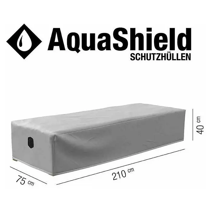 Siena Garden Sonnenliegen-Schutzhülle AquaShield - L x B x H: 210 x 75 x 40 cm, Kunststoff - Abbildung einer AquaShield Schutzhülle mit den Maßen 210 cm Länge, 75 cm Breite und 40 cm Höhe.