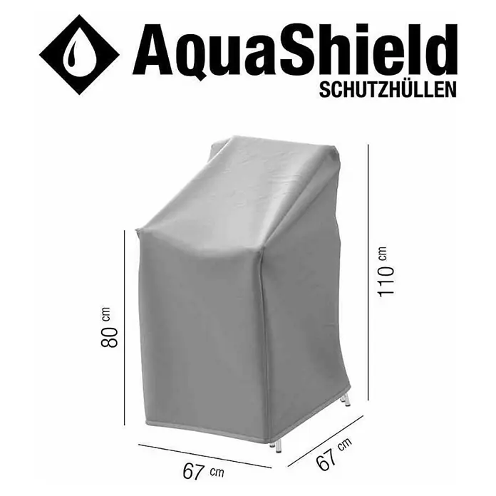 Siena Garden Stapelsessel-Schutzhülle AquaShield - L x B x H: 67 x 67 x 110 cm, Kunststoff - Produktabbildung: AquaShield Schutzhülle für Stühle mit Maßangaben.