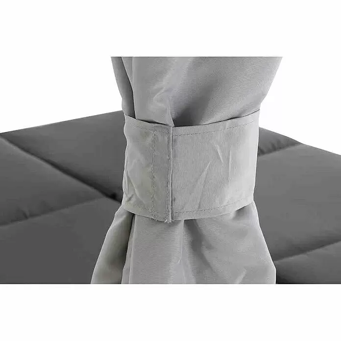 Loungeliege Waikiki - L x B x H: 206 x 150 x 200 cm, Anthrazit - Grauer Stoffvorhang, mit passendem grauen Raffhalter befestigt.