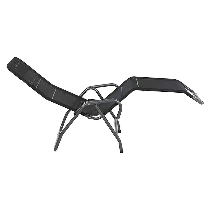 Gartenliege Bito - Schwarz, Metall, Klappbar - Schwarzer, verstellbarer Relaxsessel für den Garten oder die Terrasse. Er bietet Komfort und Entspannung im Freien mit seinem ergonomischen Design.