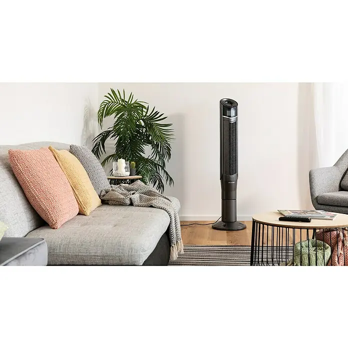 Voltomat Turmventilator - Schwarz, 132 cm - Elegantes Turmventilator-Design im Wohnzimmer. Der moderne Pro Klima Turmventilator sorgt für angenehme Kühlung und fügt sich nahtlos in die Einrichtung ein.