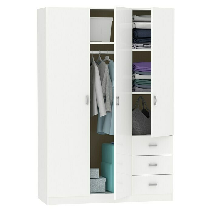 Muebles Pitarch Armario para ropa Turín (L x An x Al: 50 x 120 x 180 cm,  Blanco, Espesor: 16 mm)