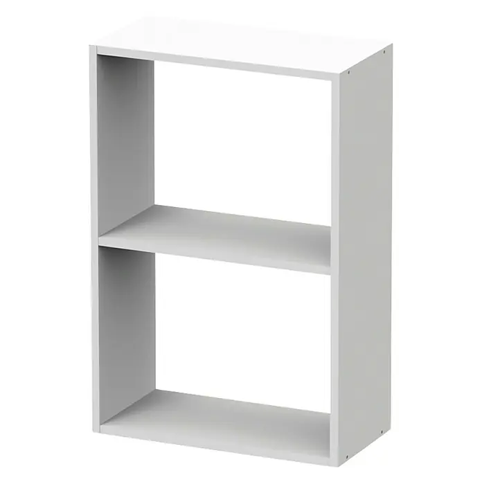 Muebles Pitarch Tibet Estantería de madera - Al x An x Pr: 75 x 50 x 24,5 cm, Número de baldas: 2 ud., Atornillado, Blanco - Una estantería blanca cuadrada con dos compartimentos para libros o decoraciones. El diseño sencillo se adapta bien a espacios modernos.