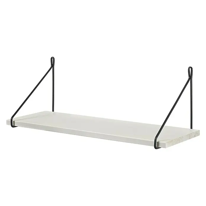 Dolle Wandregal-Set Filo - L x B x S: 80 x 20 x 1,9 cm, Weiß - Wandregal mit weißem Holzbrett und schwarzen Metallhalterungen. Ideal für die Wandmontage und dekorative Zwecke.