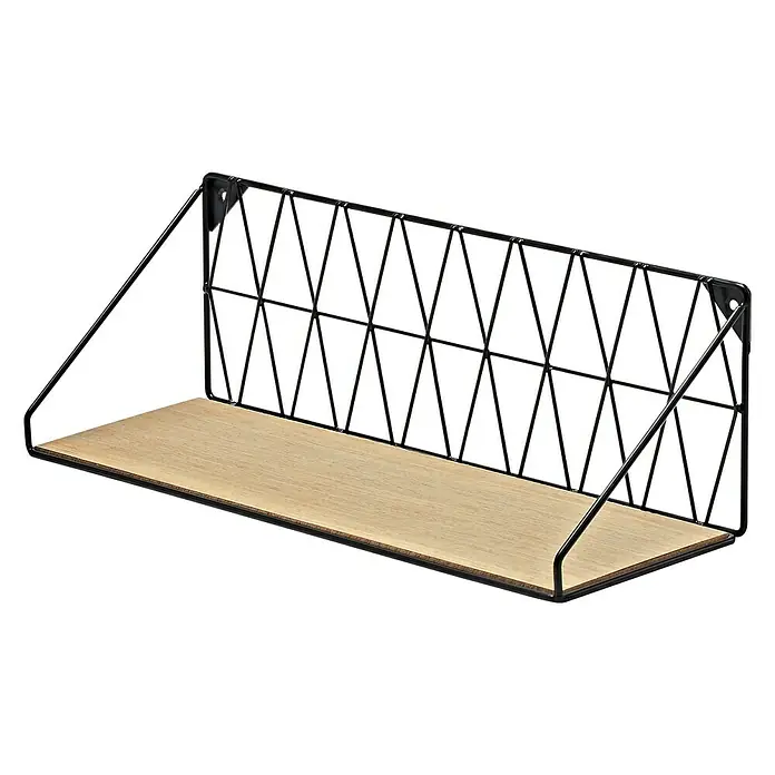 Dolle Wandregal - L x B x H: 12 x 40 x 13 cm - Wandregal aus Holz und Metall mit geometrischem Design, ideal zur Präsentation von Dekorationen.