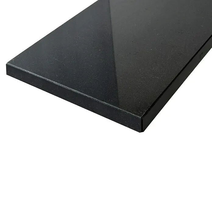 Fensterbank Absolut Black - 88 x 17,5 x 2 cm, Schwarz, Naturstein - Schwarze Granitplatte, glatt und poliert, für Küchenarbeitsplatten oder Badezimmeroberflächen. Elegant und langlebig.