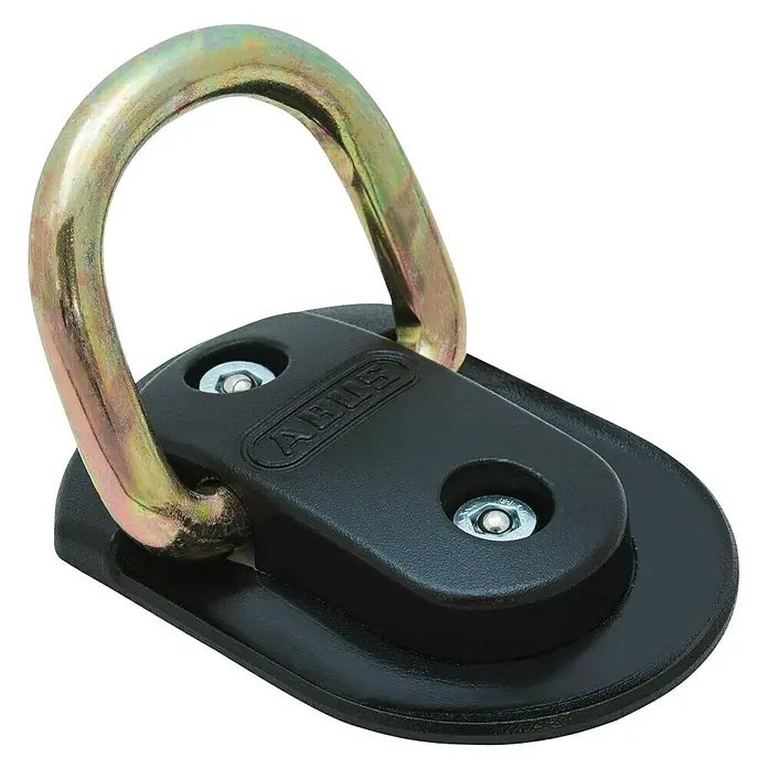 Abus Boden-Einschraubanker - B x H: 98 x 135 mm, Wand- und Bodenmontage - Das Bild zeigt einen ABUS Wandanker aus Metall und Kunststoff, der zur Befestigung von Fahrrädern oder anderen Wertgegenständen verwendet wird.