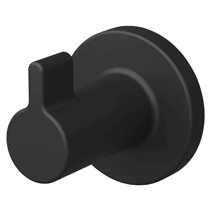 Lenz Handtuchhaken Nero - Durchmesser: 3,5 cm, Schwarz, Matt - Ein schwarzer Wandhaken mit zylindrischem Design und abgerundeten Kanten. Perfekt für Bad oder Küche, um Handtücher oder Kleidung aufzuhängen.