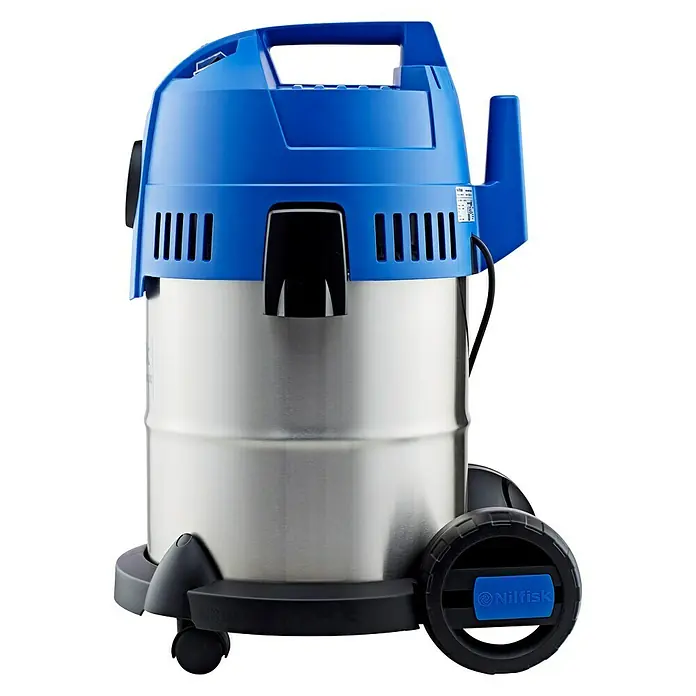 Nilfisk Elektro-Nass- & Trockensauger Buddy II 18 Inox - 1.200 W, Behältervolumen: 18 l - Der Nilfisk Nass- und Trockensauger mit robustem Edelstahlbehälter und praktischen Rollen für einfache Mobilität ist ein Muss für jeden Reinigungsbedarf.