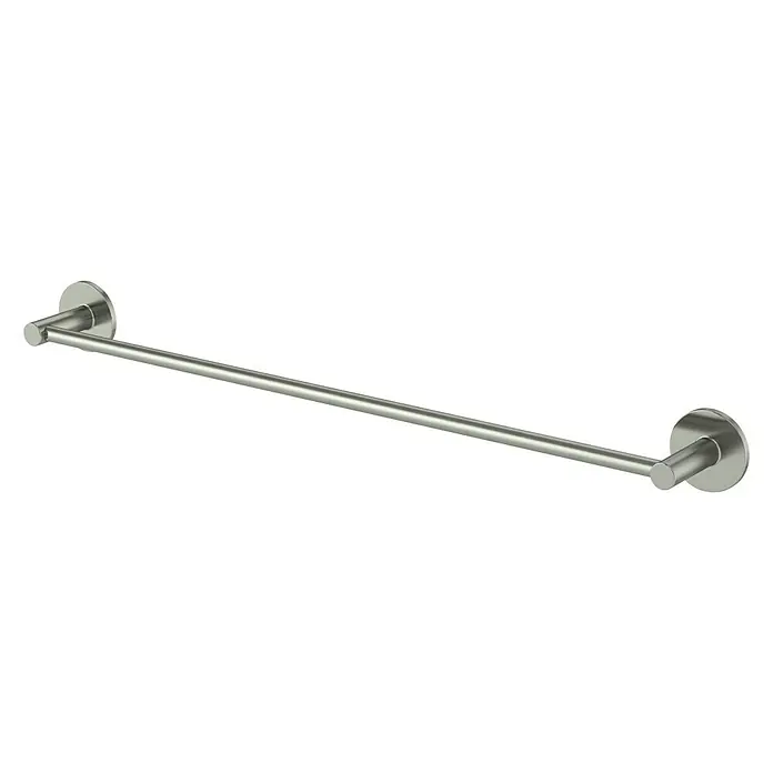 Lenz Badetuchhalter Noa - Breite: 60,9 cm, Nickel, Matt - Eine silberne Handtuchstange mit runden Halterungen, ideal für jedes Badezimmer. Praktisch und stilvoll, um Handtücher aufzuhängen.