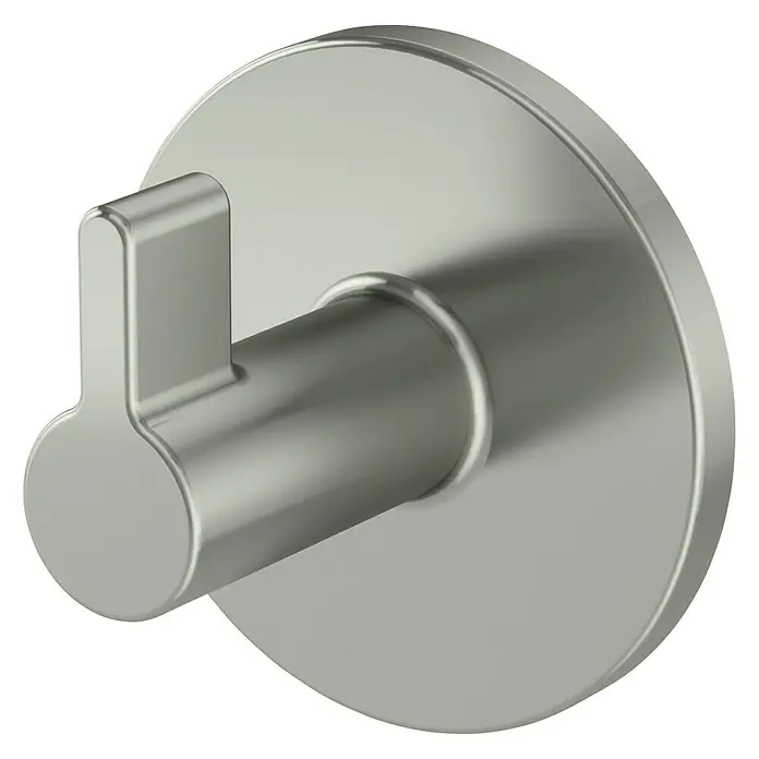 Lenz Handtuchhaken Noa - 1 Stk., Nickel, Matt - Nahaufnahme eines einzelnen, runden Kleiderhakens aus Metall, der an einer Wand montiert ist. Sein Design ist schlicht und modern.