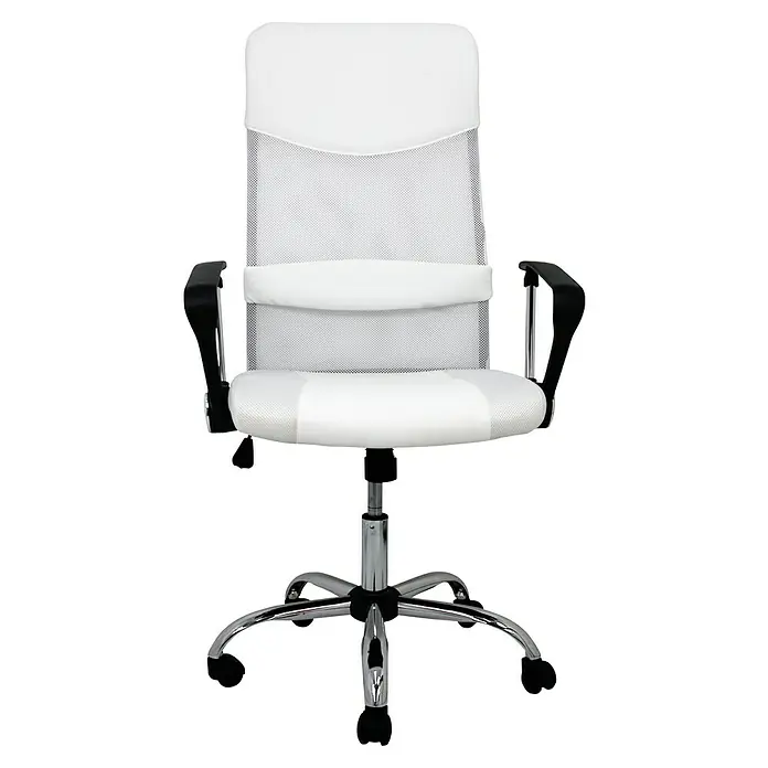 Silla de oficina Dafne - Blanco, Reposacabezas - Esta silla de oficina de malla blanca ofrece comodidad y estilo para su espacio de trabajo. La silla ergonómica promueve una buena postura.