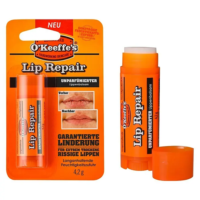 O'Keeffe's Lippenbalsam Unparfümiert - Stick, Duftstofffrei - O'Keeffe's Lip Repair Lippenbalsam: Intensive Pflege für trockene, rissige Lippen. Spendet Feuchtigkeit und schützt langanhaltend.