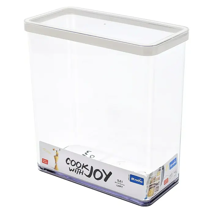 Rotho Vorratsdose Loft - L x B x H: 20 x 10 x 21,4 cm, Kunststoff, Transparent - Transparenter Rotho Cook&Joy LOFT Vorratsbehälter mit grauem Deckel. Ideal für die Aufbewahrung von Lebensmitteln und zur Organisation in der Küche.