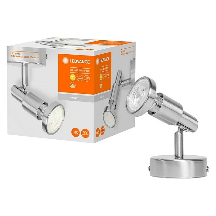 LED-Deckenstrahler (3 W, Länge: 80 mm, Warmweiß, Nickel matt)