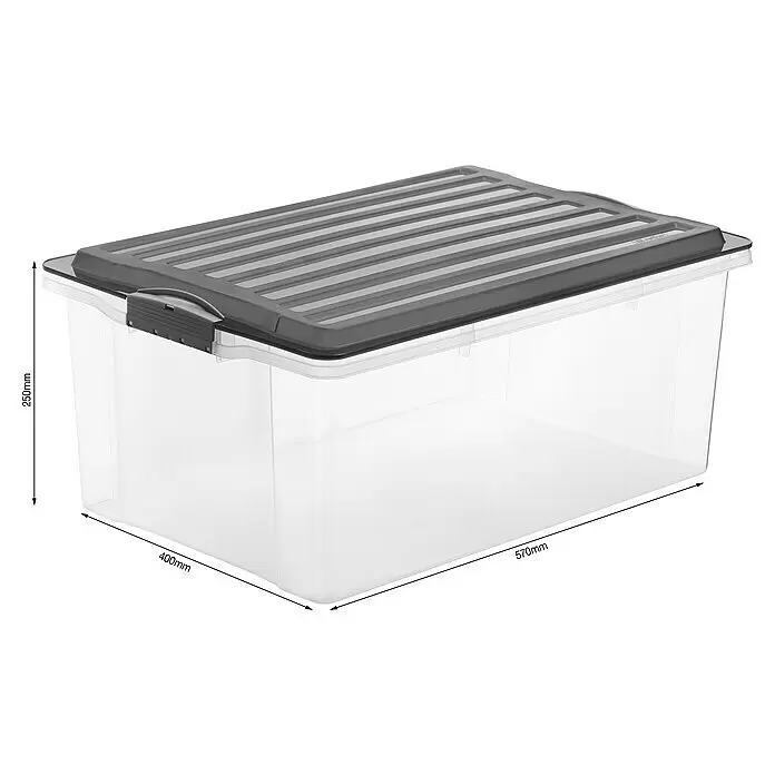 Rotho Stapelbox CompactL x B x H: 57 x 40 x 25 cm, Deckelfarbe: Anthrazit, Kunststoff