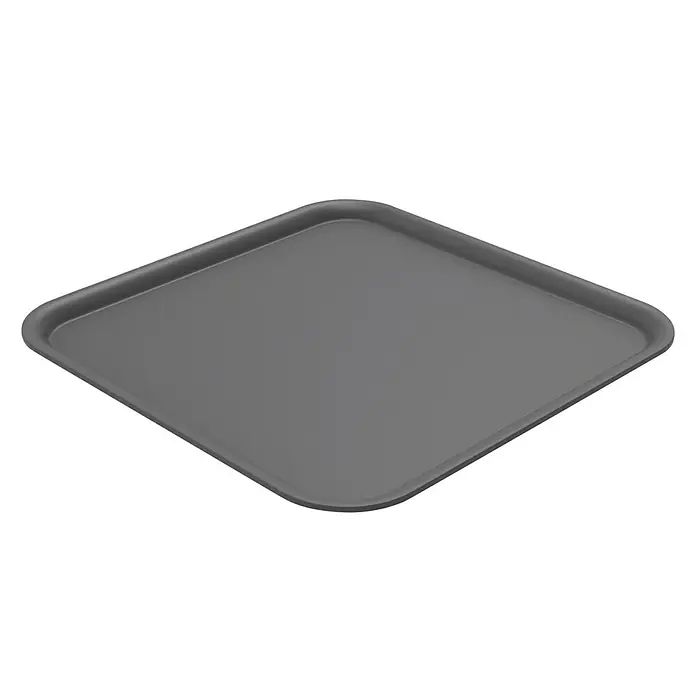 Rotho Deckel Brisen - Passend für: Rotho Aufbewahrungsbox Brisen 18l, Kunststoff, Schwarz - Graues Tablett mit abgerundeten Ecken auf schwarzem Hintergrund. Ideal für Servieren oder als Dekoration.