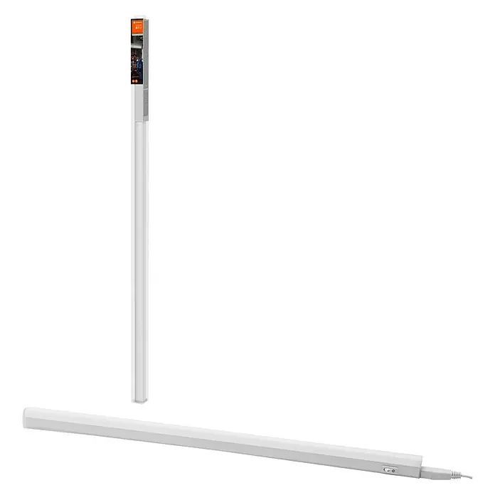 Ledvance LED-Lichtleiste Switch BattenL x B x H: 117,3 x 2,2 x 3 cm, Lichtfarbe: Neutralweiß, 14 W - Produktaufnahme einer modernen LED-Leuchte in Weiß, die sich ideal für die Innenraumbeleuchtung eignet.