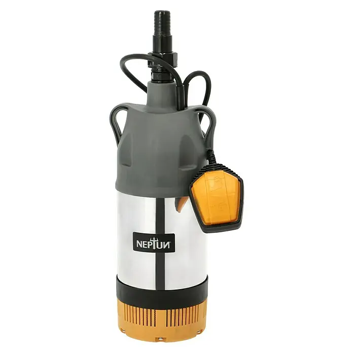 Neptun Drucktauchpumpe NTP-E 80 - 800 W, Max. Fördermenge: 6.000 l/h - Neptun Schmutzwasserpumpe aus Edelstahl mit Schwimmerschalter. Zum Abpumpen von Schmutzwasser. Zuverlässig und langlebig.