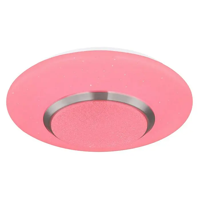 Globo Plafón LED redondo Candida - 18 W, Ø x Al: 34 mm x 8 cm, Blanco, Claro, Blanco cálido - Lámpara de techo rosa con acento plateado y diseño brillante, ideal para habitaciones infantiles o espacios lúdicos.