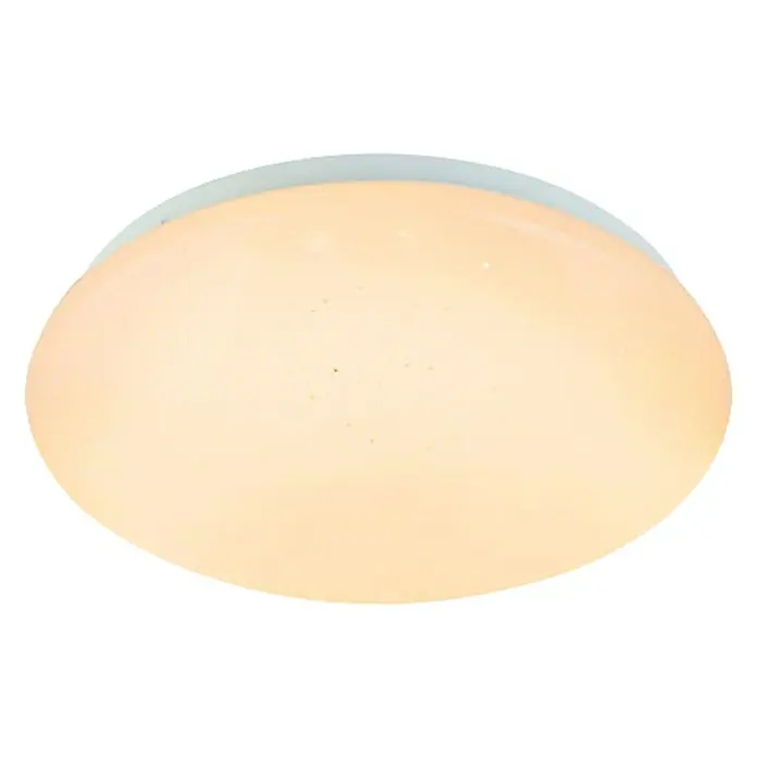 Globo LED-Deckenleuchte Atreju I - 12 W, Opal/Weiß, Warmweiß - Nahaufnahme einer modernen Deckenleuchte mit sanftem, warmem Licht und einem minimalistischen Design.