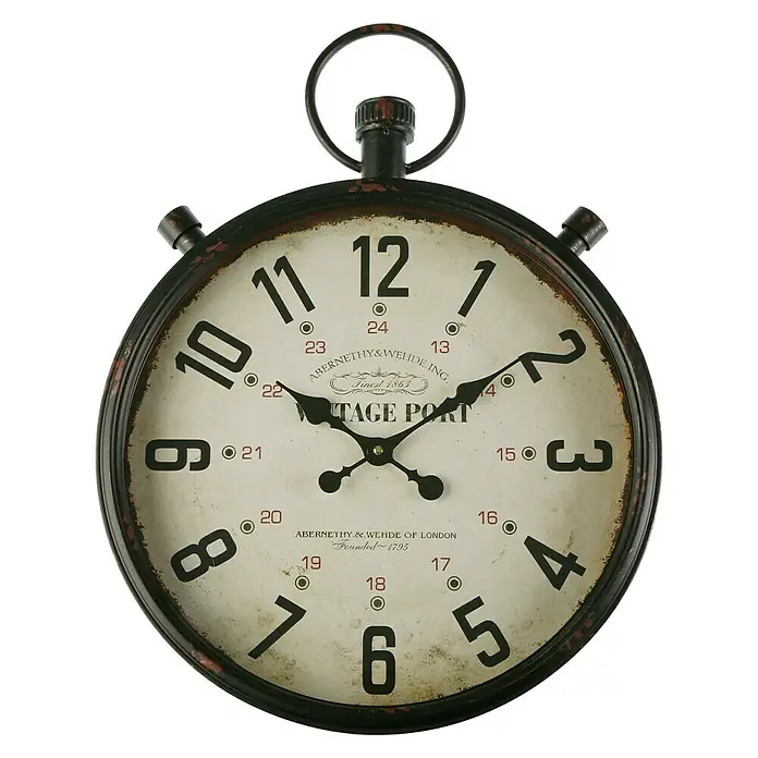 Versa Reloj de pared Sherlock - Diámetro: 44 cm, Blanco/Marrón - Reloj de pared vintage decorativo con diseño de reloj de bolsillo con números romanos y un acabado antiguo. Atractivo para cualquier habitación.