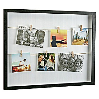 Portafotos con pinzas (L x An x Al: 43 x 6 x 33 cm, Negro)