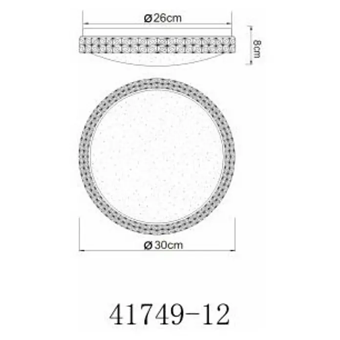 Globo LED-Deckenleuchte rund Ovi - 12 W, Ø x H: 260 mm x 8 cm, Opal, Warmweiß - Abbildung eines runden LED-Deckenleuchte mit einem Durchmesser von 30 cm und einer Höhe von 8 cm, Modell 41749-12.