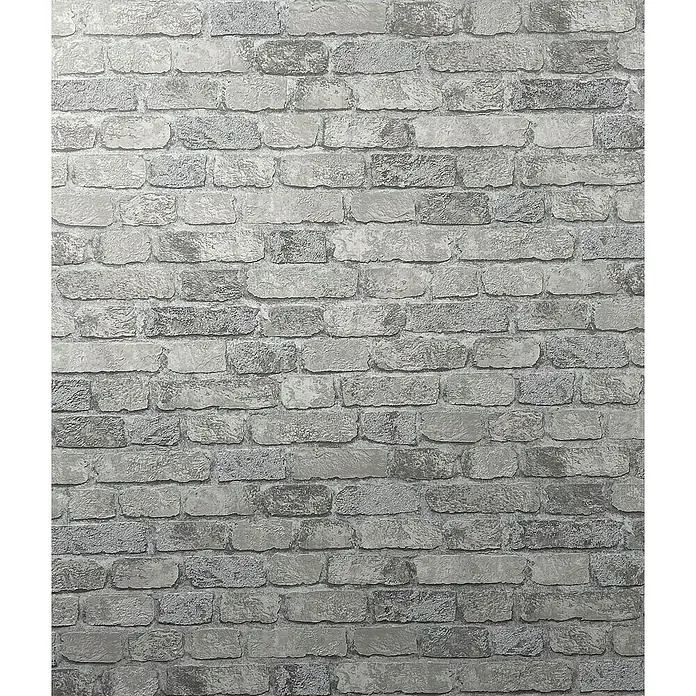 Marburg Sand & Stones Vliestapete Steinmauer II - Grauweiß, Steinoptik, 10,05 x 0,53 m - Graue Ziegelwand-Tapete mit realistischer Textur, ideal für moderne Innenräume. Schafft eine urbane, industrielle Atmosphäre und ist leicht anzubringen.