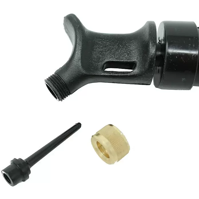 Seilflechter Bomba de aire - Específico para: Defensas para embarcaciones - Boquilla de bomba negra con rosca, aguja de inflado negra y adaptador de latón.