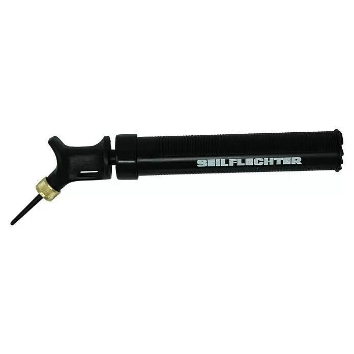 Seilflechter Bomba de aire - Específico para: Defensas para embarcaciones - Herramienta negra para empalmar cabos (aguja de empalme) con punta afilada y empuñadura estriada, con la marca 'SEILFLECHTER'.