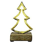 Dekofigur Stern, Tanne und Elch auf Holzsockel (L x B x H: 3,5 x 10 x 13 cm, Holz, Gold) | BAUHAUS