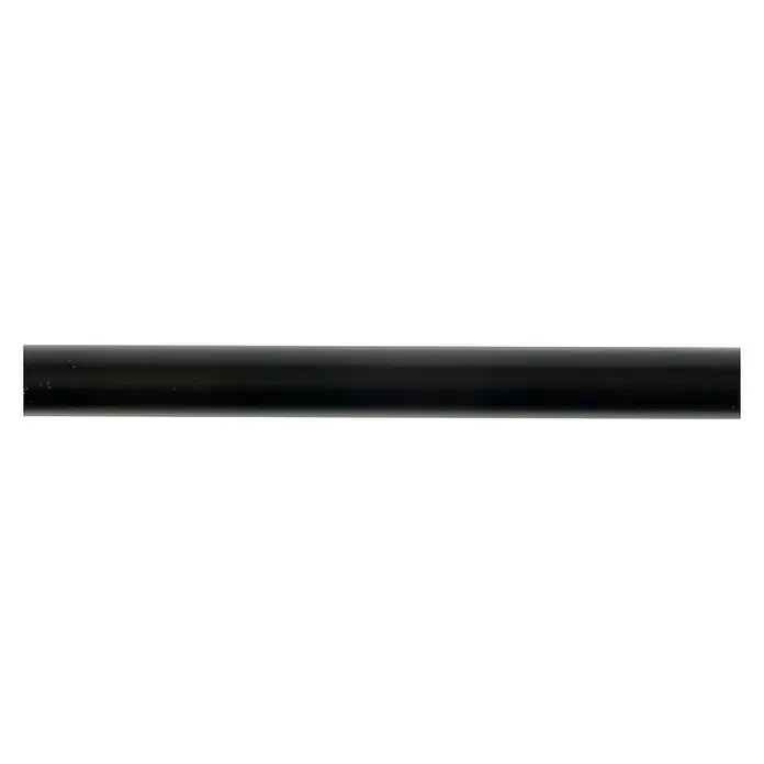 Barra para cortinas Ideas 12 - Ø x L: 12 mm x 200 cm, Metal, Negro - Un primer plano de una pieza decorativa negra brillante sobre un fondo oscuro.