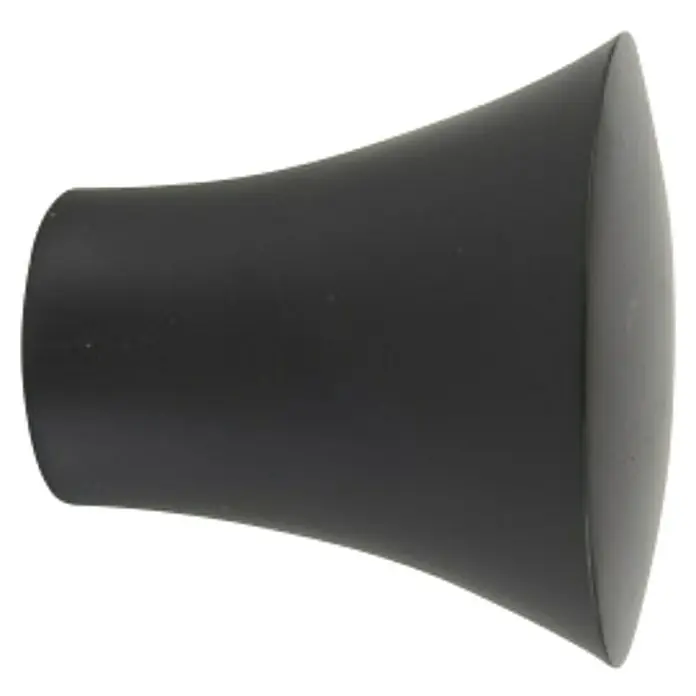 Tapa final Cónica Ideas 28 - Negro, 2 ud. - Primer plano de un tirador de mueble negro. Un diseño minimalista ideal para cajones y armarios.