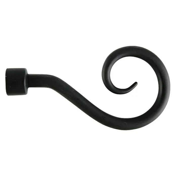 Tapa final báculo Ferro deco - Negro, 2 ud., Específico para: Para barras con un diámetro de 16 mm - Remate de barra de cortina negro con diseño en espiral. Un complemento elegante para cualquier decoración de ventana, que añade un toque de sofisticación.