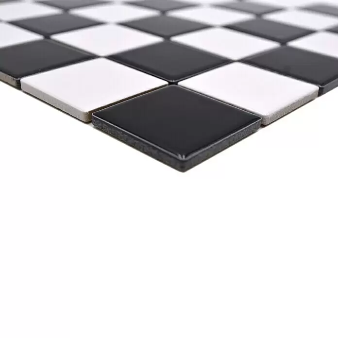 Mosaikfliese Quadrat CD 200 - 29,8 x 29,8 cm, Schwarz/Weiß, Glänzend - Detailaufnahme