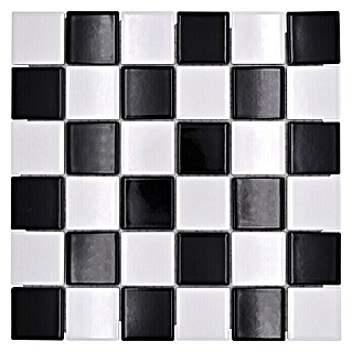 Mosaikfliese Quadrat CD 200 (29,8 x 29,8 cm, Schwarz/Weiß, Glänzend)