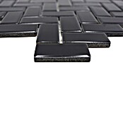 Mosaikfliese Fischgrät CHB 6BG (29,8 x 29,8 cm, Schwarz, Glänzend)