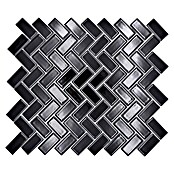 Mosaikfliese Fischgrät CHB 6BG (29,8 x 29,8 cm, Schwarz, Glänzend)