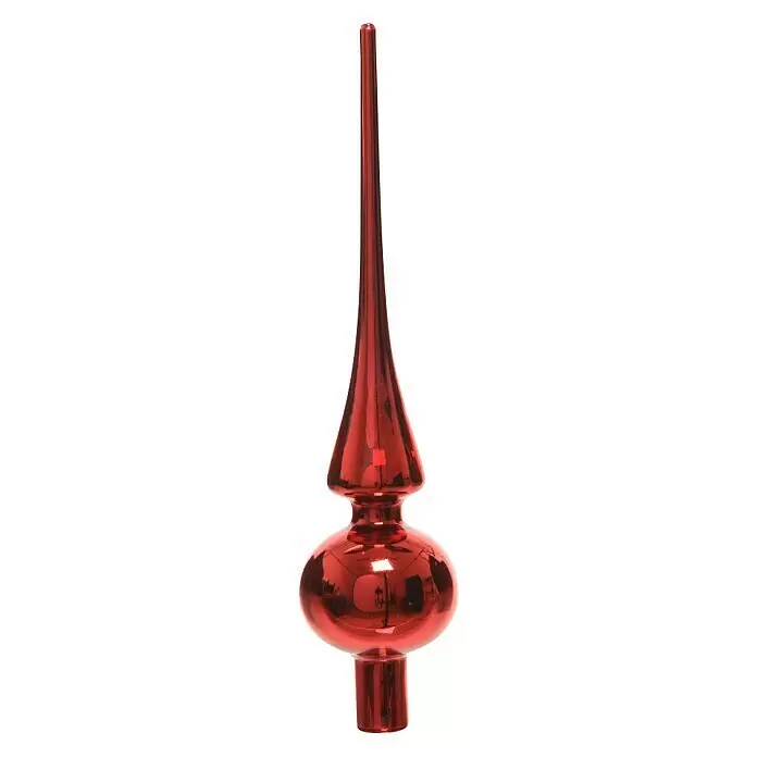 Decoris Christbaumspitze - Ø x H: 6 x 26 cm, Glas, 1 Stk., Weihnachtsrot - Glänzende rote Weihnachtsbaumspitze mit konischer Spitze und runder Basis.