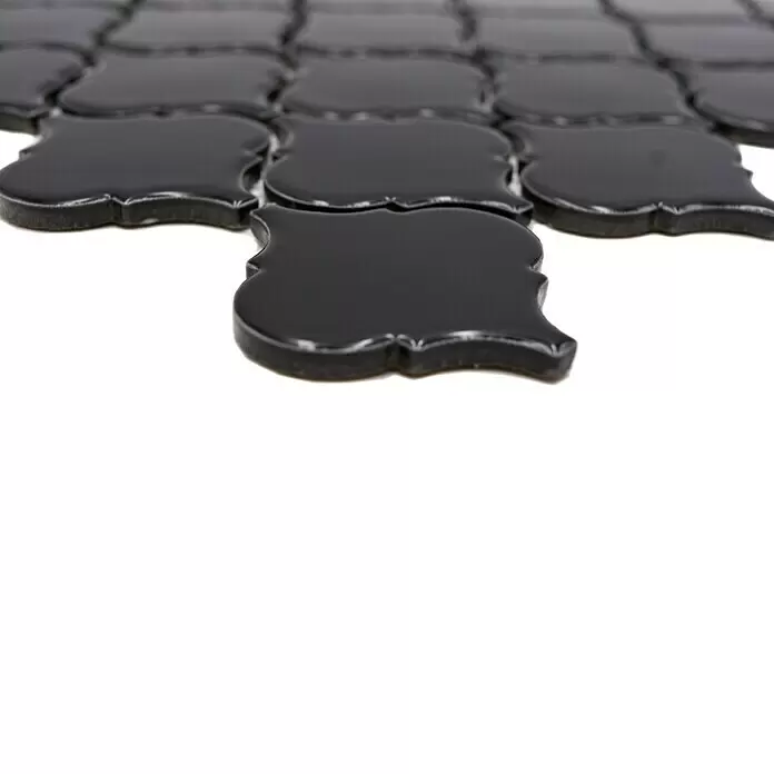 Mosaikfliese Florentiner Uni CLP 2BG - 29,3 x 24,5 cm, Schwarz, Glänzend - Detailaufnahme