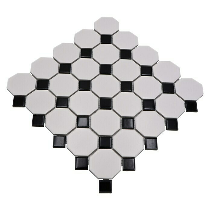 Mosaikfliese Octagon OCTA G468 (29,5 x 29,5 cm, Weiß/Schwarz, Matt)