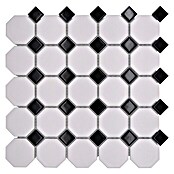 Mosaikfliese Octagon OCTA G468 (29,5 x 29,5 cm, Weiß/Schwarz, Matt)